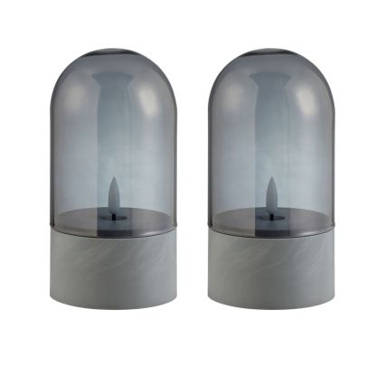 Brilliant - Комплект 2x LED свещи ILLUSION LED/2xAA IP44 сив/опушено черно