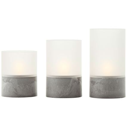 Brilliant - Комплект 3x LED свещи BOUGIE LED/2xAA IP44, сив/бял