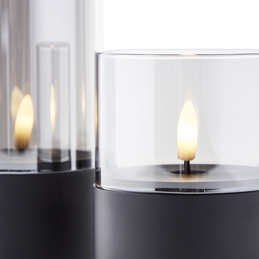 Brilliant - комплект от 3 LED свещи BOUGIE LED/2xAA IP44 черни/опушени