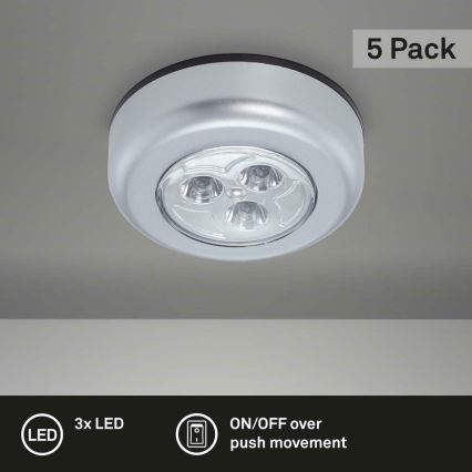 Brilo 2633-054 - К-кт 5x LED Осветление за ориентация чрез докосване CABINET LED/1W/4,5V