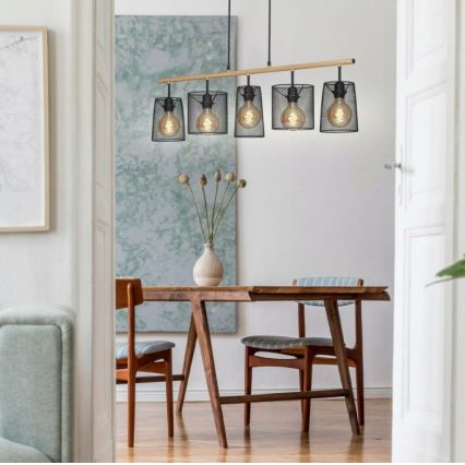 Brilo 4078-054 - Полилей на кабел WOOD & STYLE 5xE27/60W/230V