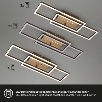 Brilo - Димируем LED таванен плафон LED/30W/230V 3000K кафяв