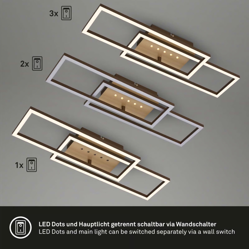 Brilo - Димируем LED таванен плафон LED/30W/230V 3000K кафяв