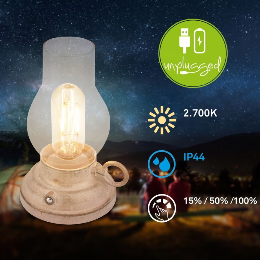 Brilo - LED димируема външна презареждаема настолна лампа KANEA LED/1,5W/5V IP44 1200 mAh бежова
