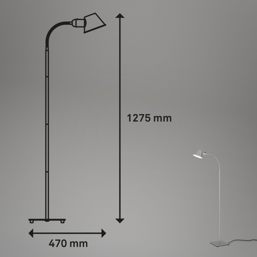 Brilo - Гъвкав лампион 1xE27/10W/230V сребрист