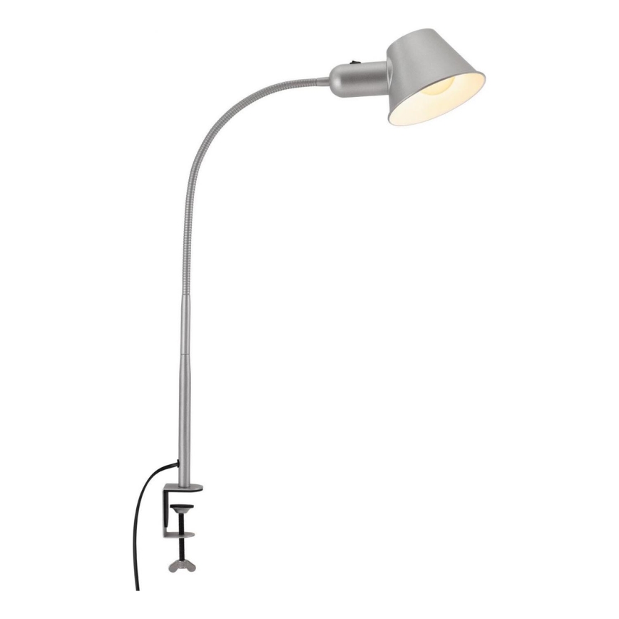 Brilo - Гъвкава настолна лампа с щипка 1xE27/10W/230V сребрист