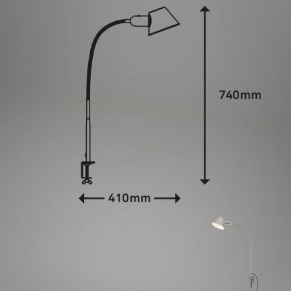 Brilo - Гъвкава настолна лампа с щипка 1xE27/10W/230V сребриста