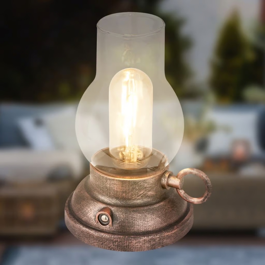 Brilo - регулируема LED външна презареждаема настолна лампа KANEA LED/1,5W/5V IP44 1200 mAh бронзова