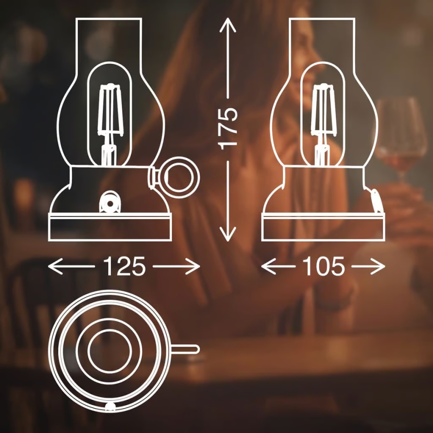 Brilo - регулируема LED външна презареждаема настолна лампа KANEA LED/1,5W/5V IP44 1200 mAh бронзова