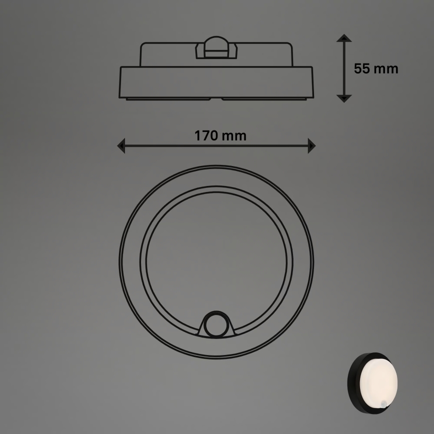 Brilo - LED презареждаемо външно стеннo осветително тяло със сензор LED/4W/5V 4400 mAh IP44 черно