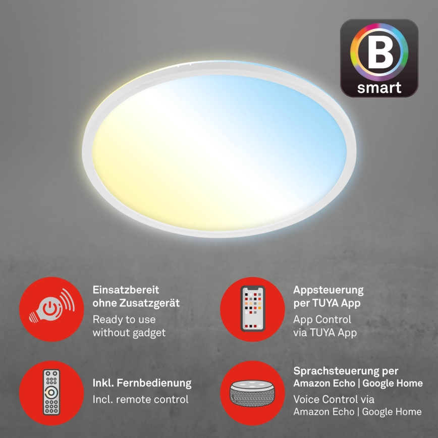 Brilo - LED Димируем плафон SLIM LED/22W/230V 2700-6500K Wi-Fi Tuya + дистанционно управление