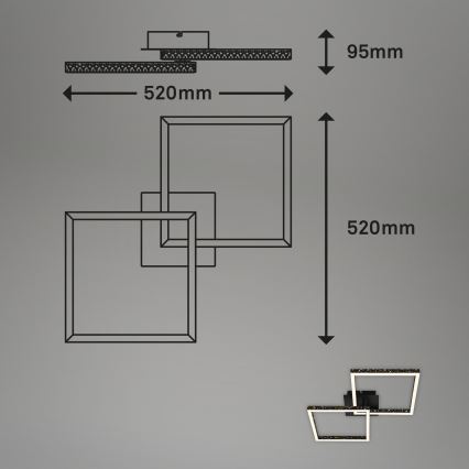Brilo - LED Димируем полилей за повърхностен монтаж FRAME 2xLED/9W/230V