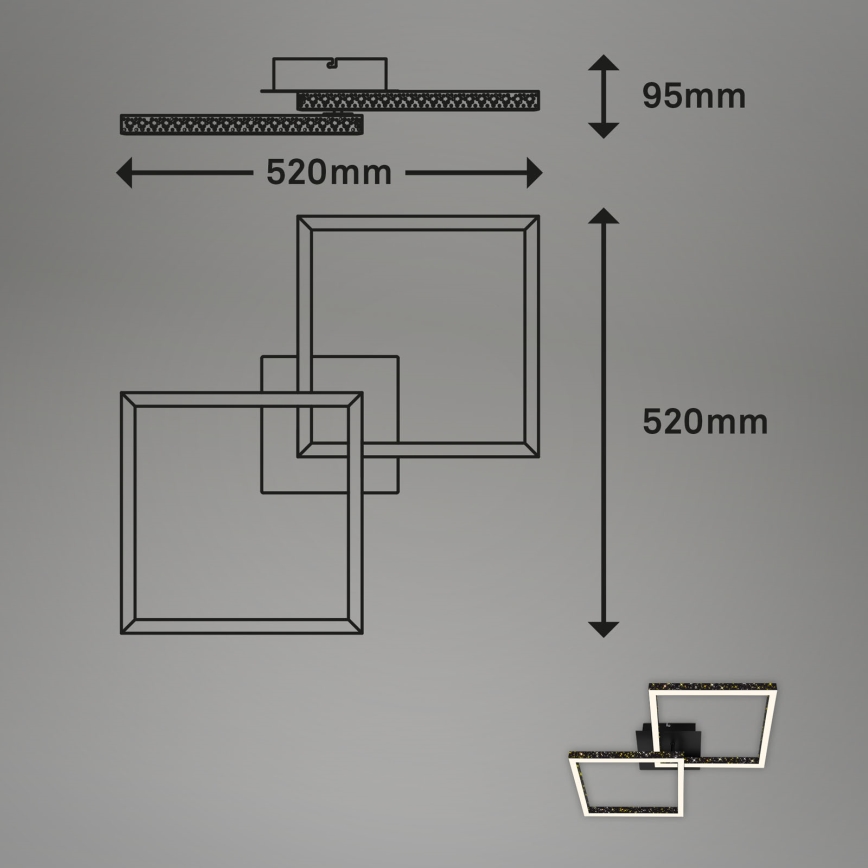 Brilo - LED Димируем полилей за повърхностен монтаж FRAME 2xLED/9W/230V