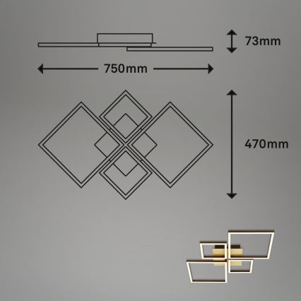 Brilo - LED Димируем полилей за повърхностен монтаж FRAME LED/44W/230V