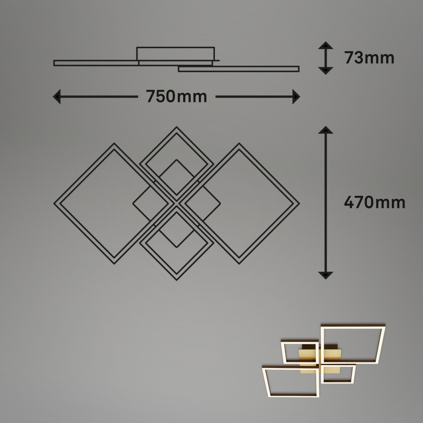 Brilo - LED Димируем полилей за повърхностен монтаж FRAME LED/44W/230V