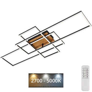 Brilo - LED Димируем полилей за повърхностен монтаж FRAME LED/51W/230V 2700-5000K черен/кафяв + дистанционно управление