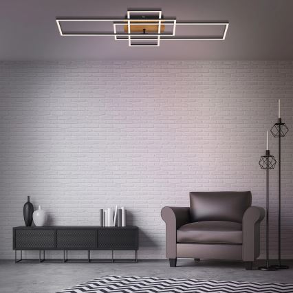 Brilo - LED Димируем полилей за повърхностен монтаж FRAME LED/51W/230V 2700-5000K черен/кафяв + дистанционно управление
