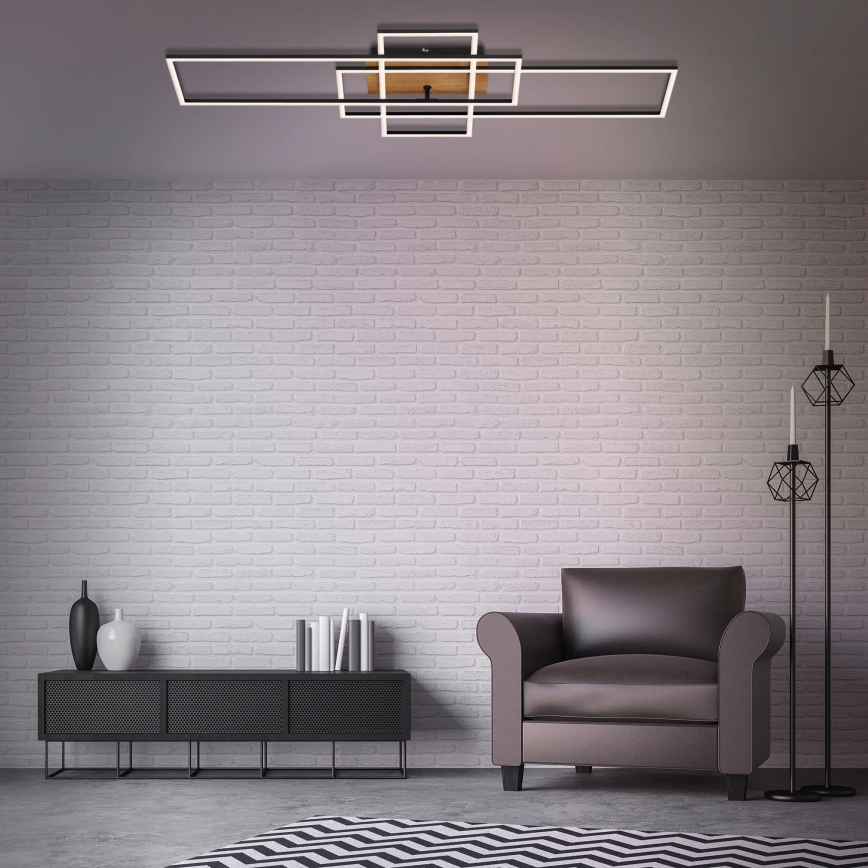 Brilo - LED Димируем полилей за повърхностен монтаж FRAME LED/51W/230V 2700-5000K черен/кафяв + дистанционно управление