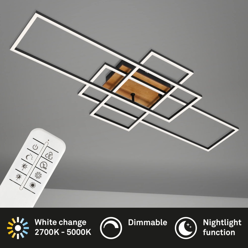 Brilo - LED Димируем полилей за повърхностен монтаж FRAME LED/51W/230V 2700-5000K черен/кафяв + дистанционно управление