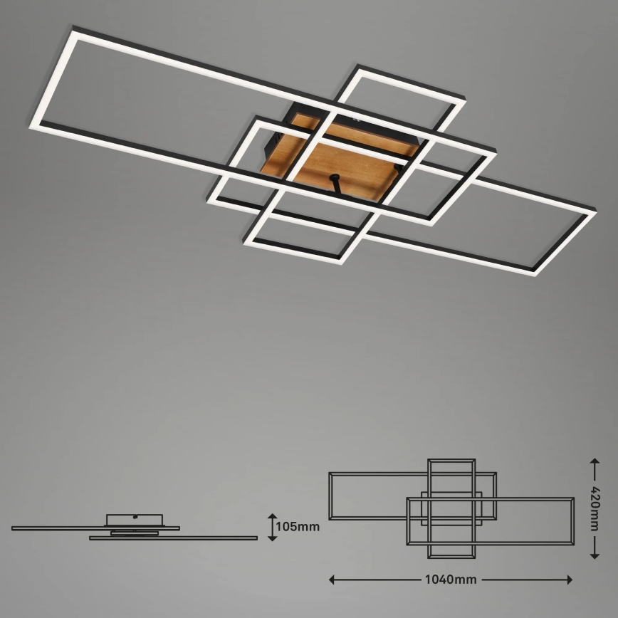 Brilo - LED Димируем полилей за повърхностен монтаж FRAME LED/51W/230V 2700-5000K черен/кафяв + дистанционно управление