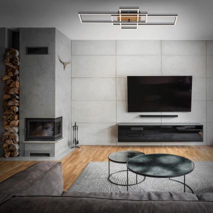 Brilo - LED Димируем полилей за повърхностен монтаж FRAME LED/51W/230V 2700-5000K черен/кафяв + дистанционно управление