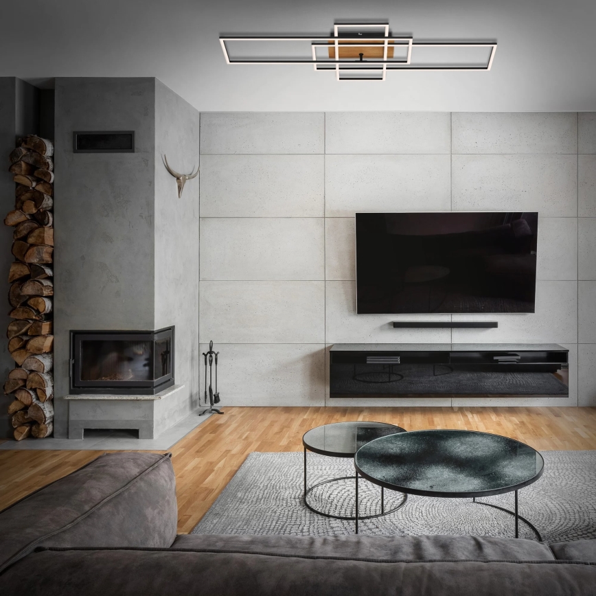 Brilo - LED Димируем полилей за повърхностен монтаж FRAME LED/51W/230V 2700-5000K черен/кафяв + дистанционно управление