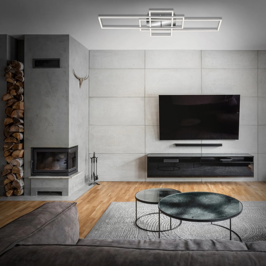 Brilo - LED Димируем полилей за повърхностен монтаж FRAME LED/51W/230V 2700-5000K матов хром + дистанционно управление