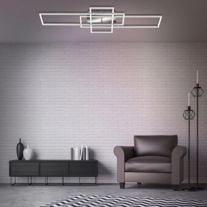 Brilo - LED Димируем полилей за повърхностен монтаж FRAME LED/51W/230V 2700-5000K матов хром + дистанционно управление