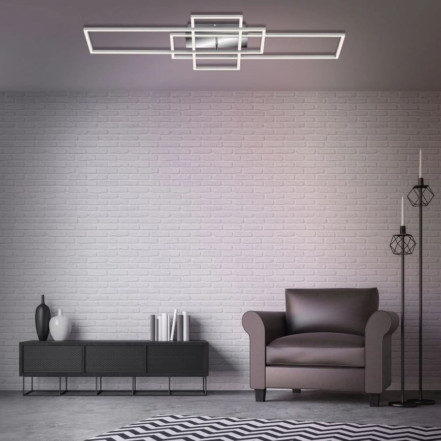 Brilo - LED Димируем полилей за повърхностен монтаж FRAME LED/51W/230V 2700-5000K матов хром + дистанционно управление
