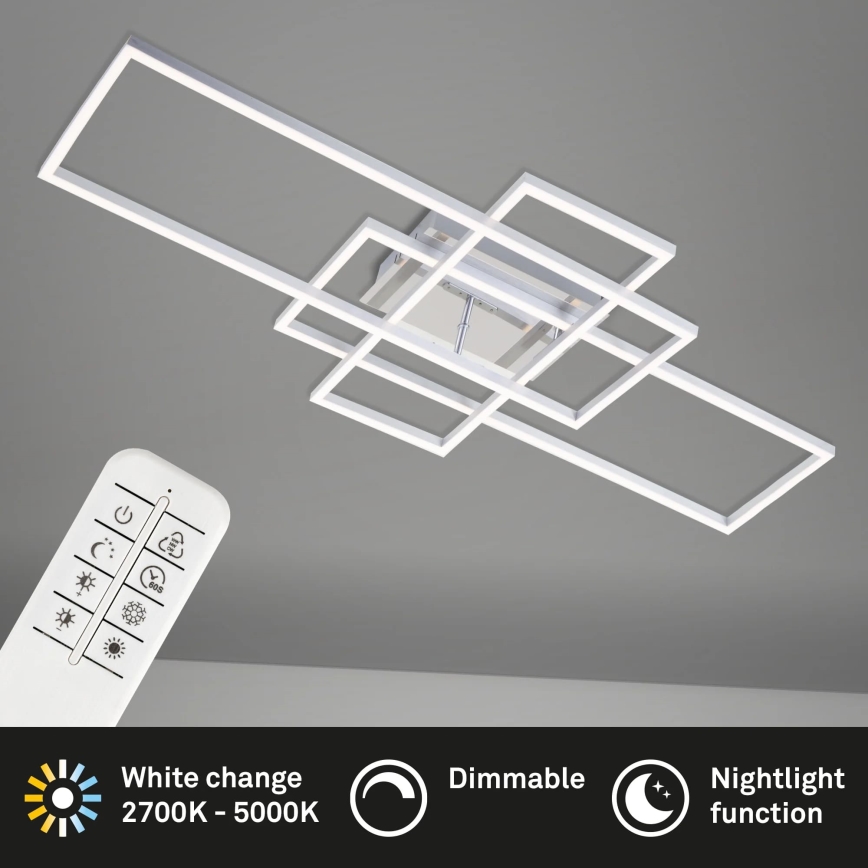 Brilo - LED Димируем полилей за повърхностен монтаж FRAME LED/51W/230V 2700-5000K матов хром + дистанционно управление