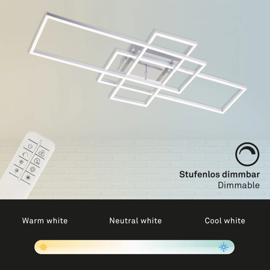 Brilo - LED Димируем полилей за повърхностен монтаж FRAME LED/51W/230V 2700-5000K матов хром + дистанционно управление