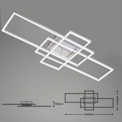 Brilo - LED Димируем полилей за повърхностен монтаж FRAME LED/51W/230V 2700-5000K матов хром + дистанционно управление