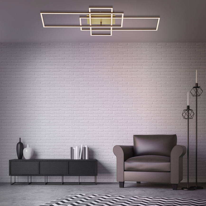 Brilo - LED Димируем полилей за повърхностен монтаж FRAME LED/51W/230V 2700-5000K кафяв/златист + дистанционно управление