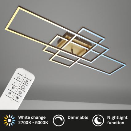 Brilo - LED Димируем полилей за повърхностен монтаж FRAME LED/51W/230V 2700-5000K кафяв/златист + дистанционно управление