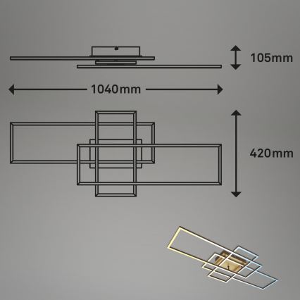 Brilo - LED Димируем полилей за повърхностен монтаж FRAME LED/51W/230V 2700-5000K кафяв/златист + дистанционно управление