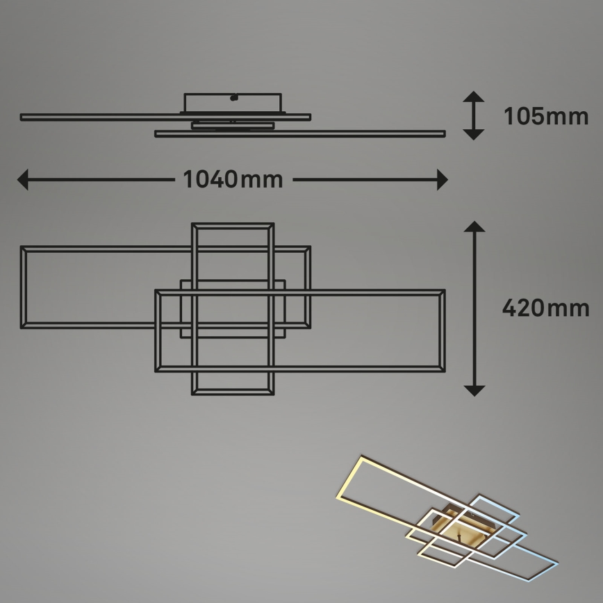 Brilo - LED Димируем полилей за повърхностен монтаж FRAME LED/51W/230V 2700-5000K кафяв/златист + дистанционно управление