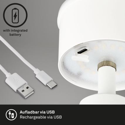 Brilo - LED Димируема акумулаторна екстериорна настолна лампа LED/3,5W/5V IP44 бял