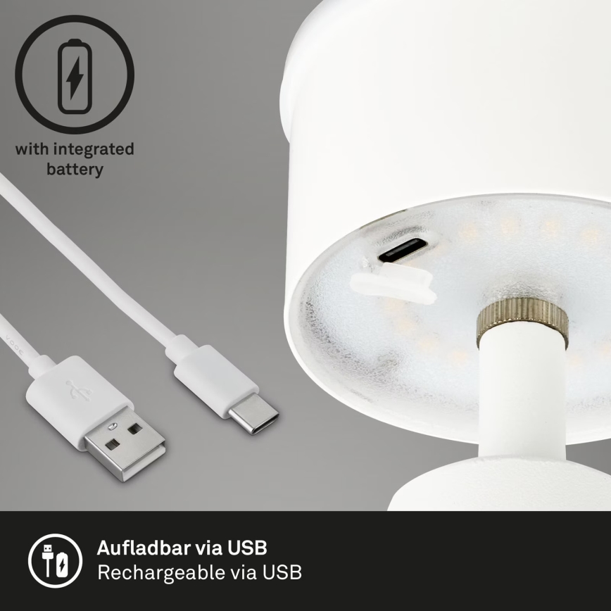 Brilo - LED Димируема акумулаторна екстериорна настолна лампа LED/3,5W/5V IP44 бял