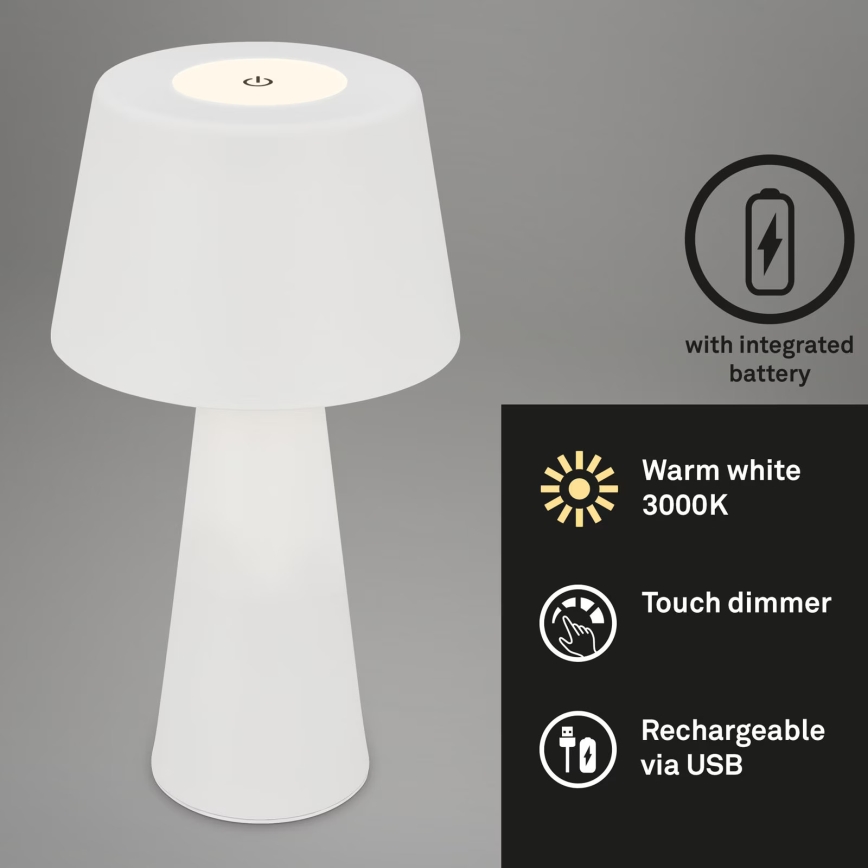 Brilo - LED Димируема акумулаторна екстериорна настолна лампа LED/3,5W/5V IP44 бял