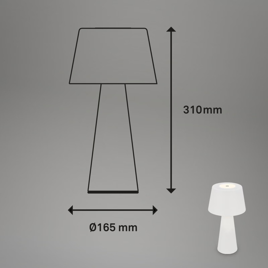 Brilo - LED Димируема акумулаторна екстериорна настолна лампа LED/3,5W/5V IP44 бял