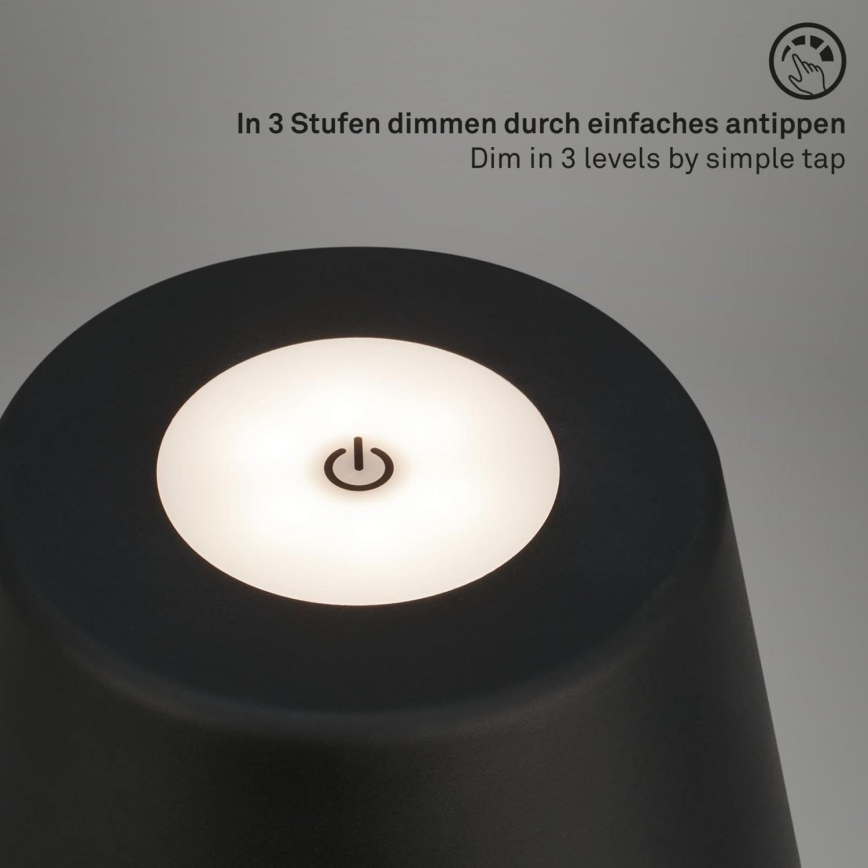 Brilo - LED Димируема акумулаторна екстериорна настолна лампа LED/3,5W/5V IP44 черен