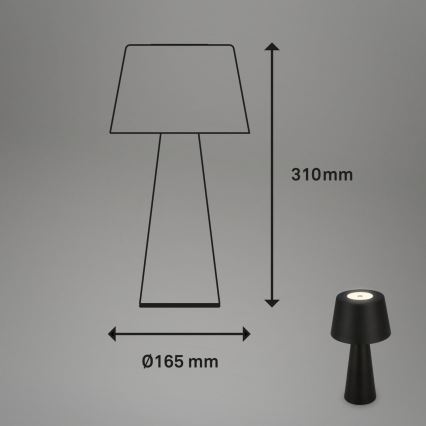Brilo - LED Димируема акумулаторна екстериорна настолна лампа LED/3,5W/5V IP44 черен