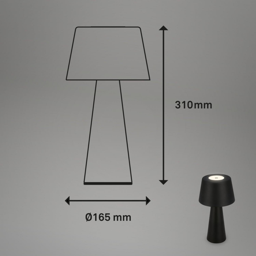 Brilo - LED Димируема акумулаторна екстериорна настолна лампа LED/3,5W/5V IP44 черен
