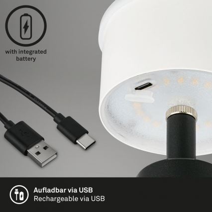Brilo - LED Димируема акумулаторна екстериорна настолна лампа LED/3,5W/5V IP44 черен