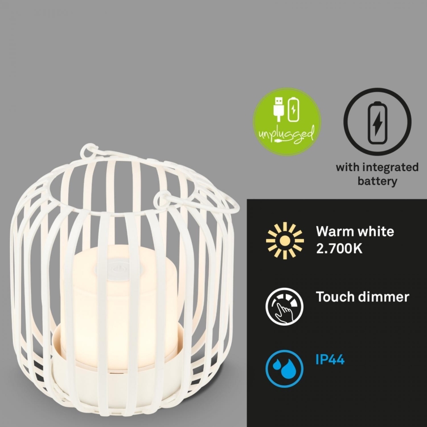 Brilo - LED Димируем rechargeable екстериорен настолна лампа LED/2W/5V IP44 бял