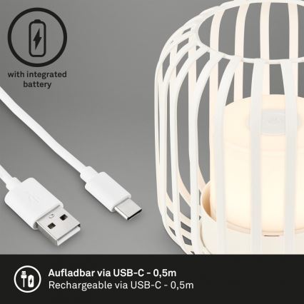 Brilo - LED Димируем rechargeable екстериорен настолна лампа LED/2W/5V IP44 бял