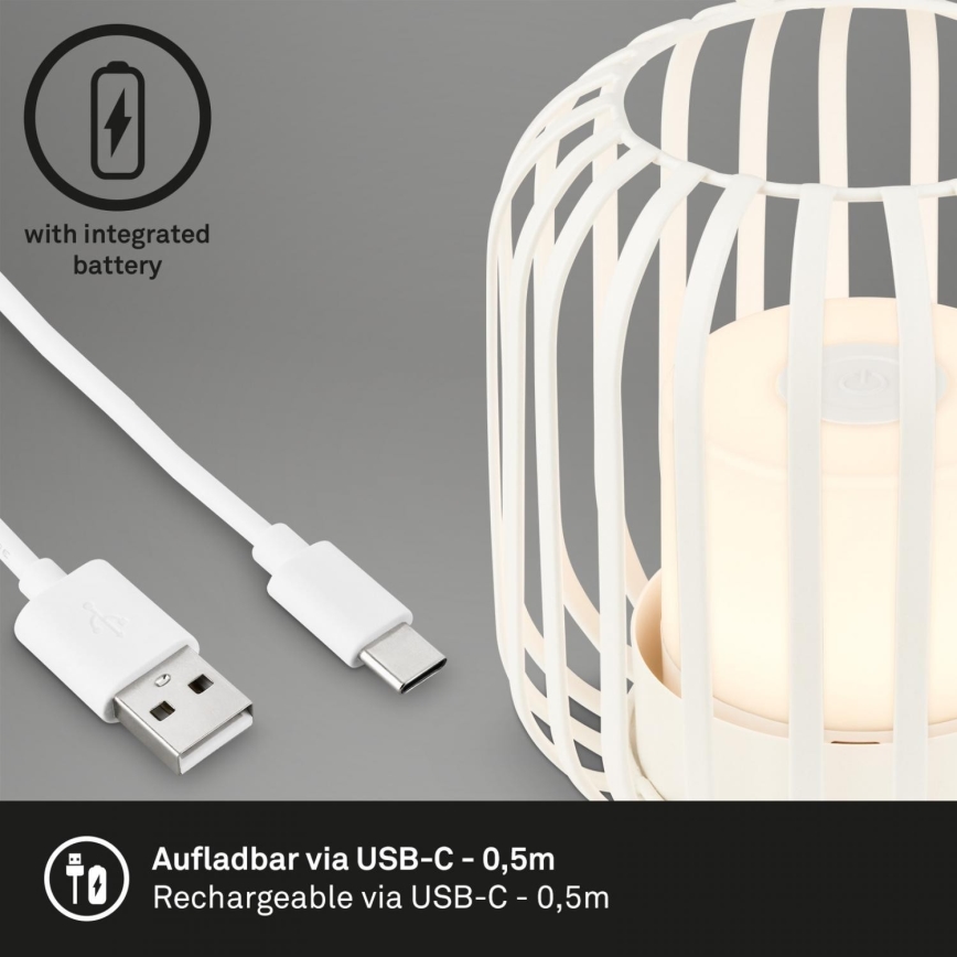 Brilo - LED Димируем rechargeable екстериорен настолна лампа LED/2W/5V IP44 бял