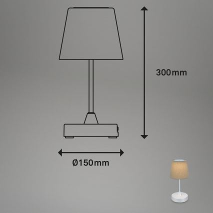 Brilo - LED Димируем акумулаторен екстериорен настолна лампа LED/3W/5V IP44 сребрист/бежов