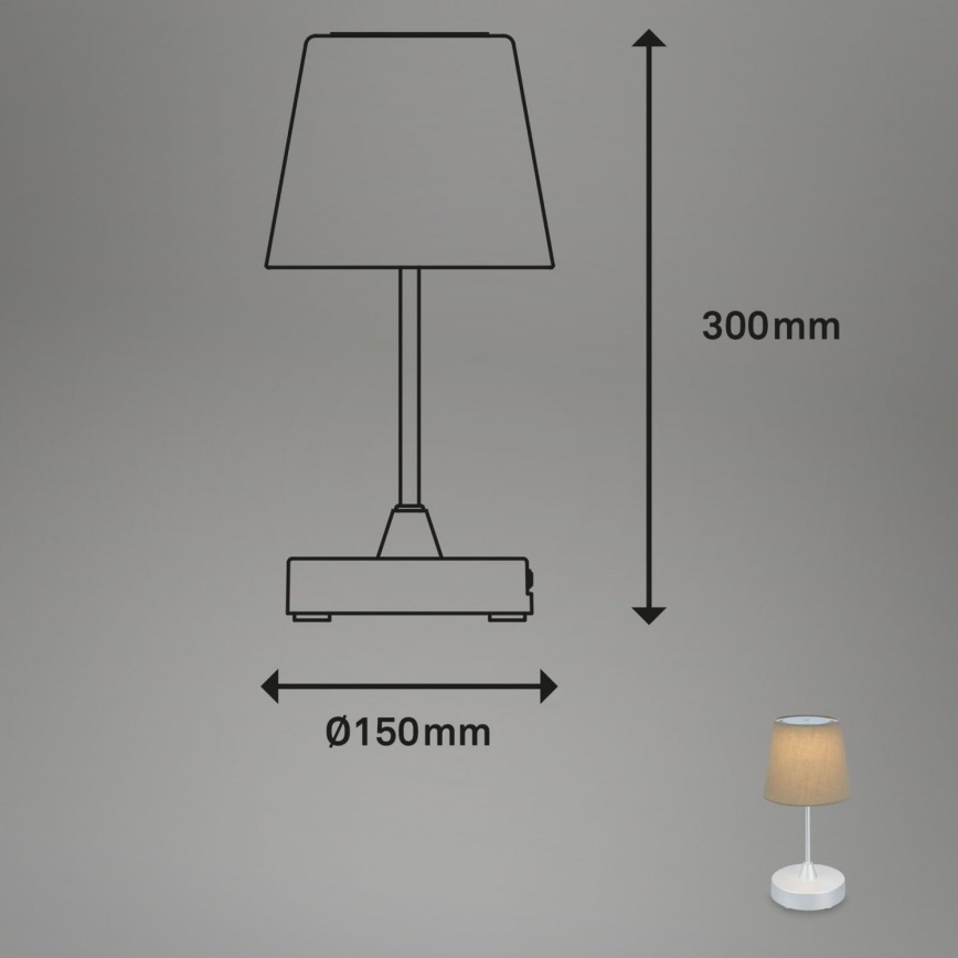 Brilo - LED Димируем акумулаторен екстериорен настолна лампа LED/3W/5V IP44 сребрист/бежов