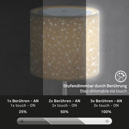 Brilo - LED Димируем акумулаторна екстериорна настолна лампа LOLE LED/3W/5V IP44 сребрист/бежов